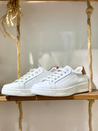 SNEAKERS BASSE IN PELLE - BIANCO