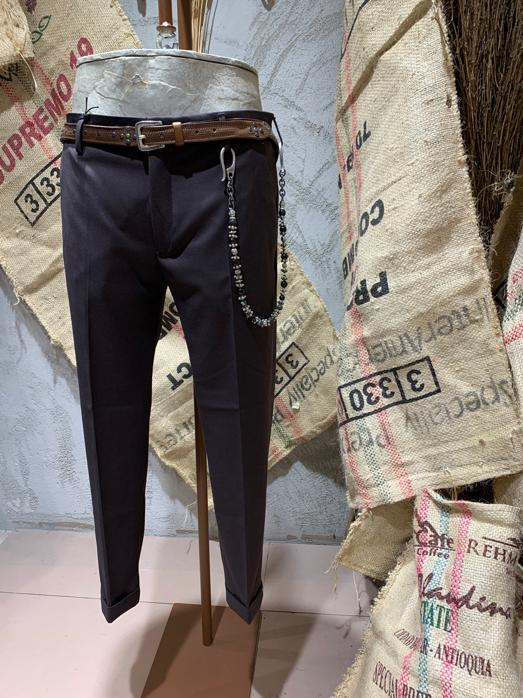 PANTALONI TAGLIO CLASSICO - VERDE - NERO - MORO