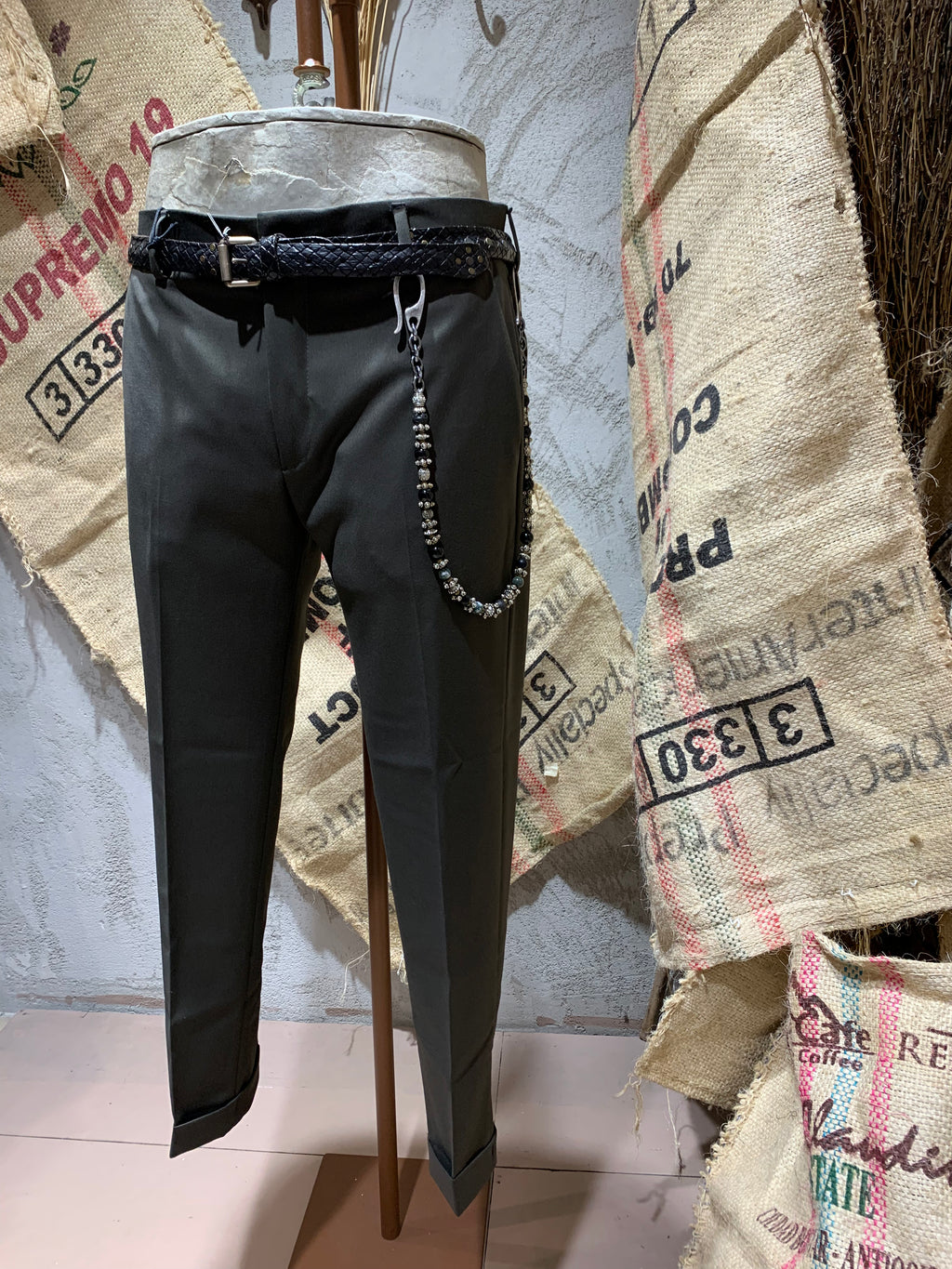 PANTALONI TAGLIO CLASSICO - VERDE - NERO - MORO