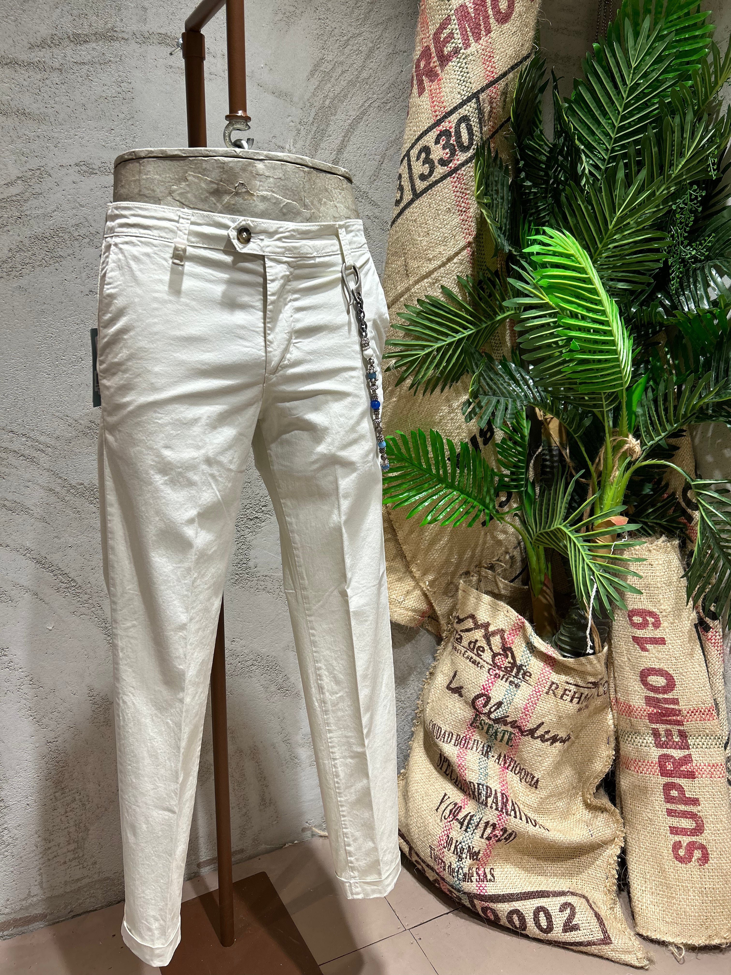 PANTALONI TAGLIO CLASSICO - WHITE-OFF, TABACCO