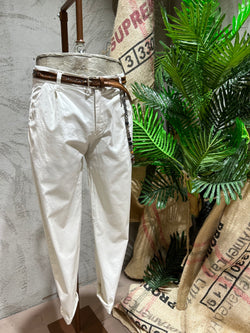 PANTALONI CON ELASTICO POSTERIORE IN VITA - WHITE-OFF/VERDE/TABACCO/SABBIA/OTTANIO/BLU
