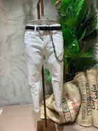 DENIM CON STRAPPI CARROT FIT - BIANCO
