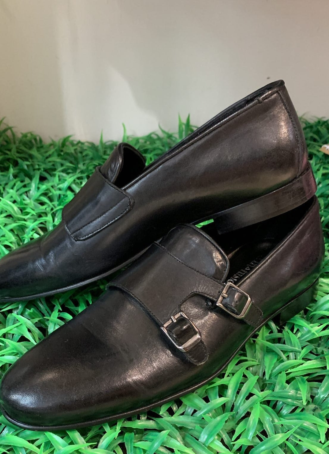 MOCASSINO IN PELLE DOPPIA FIBBIA - NERO